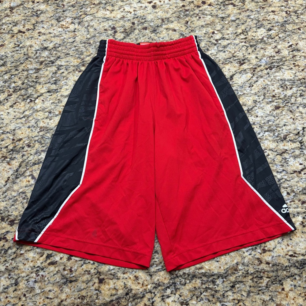 Adidas Basketball Shorts Mens Small Red Black Mesh Athletic Gym Trunks